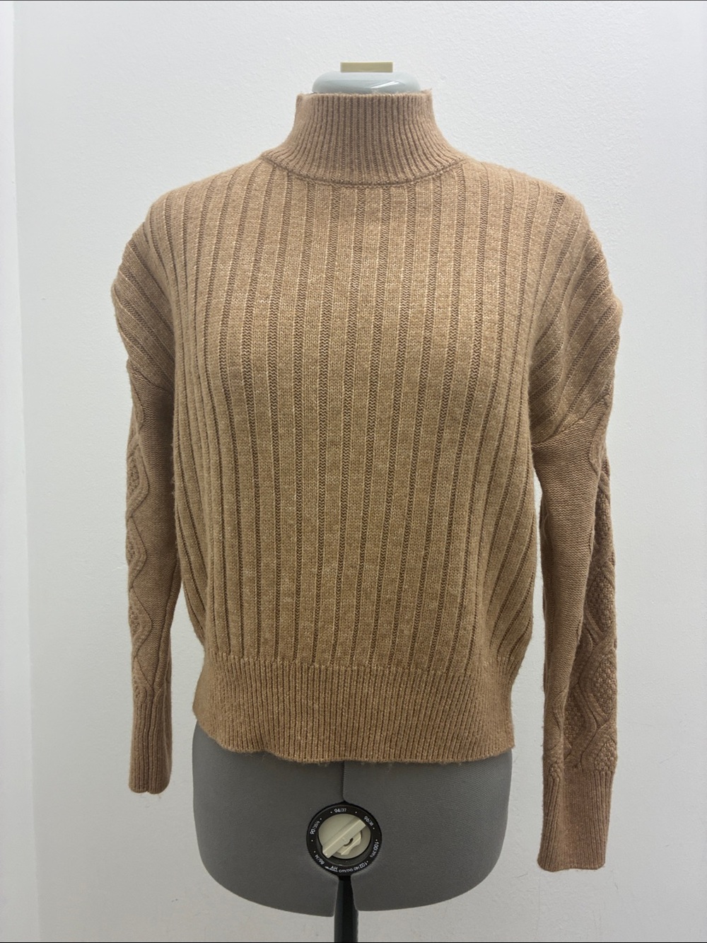 Women’s Camel Ribbed Turtleneck Sweater